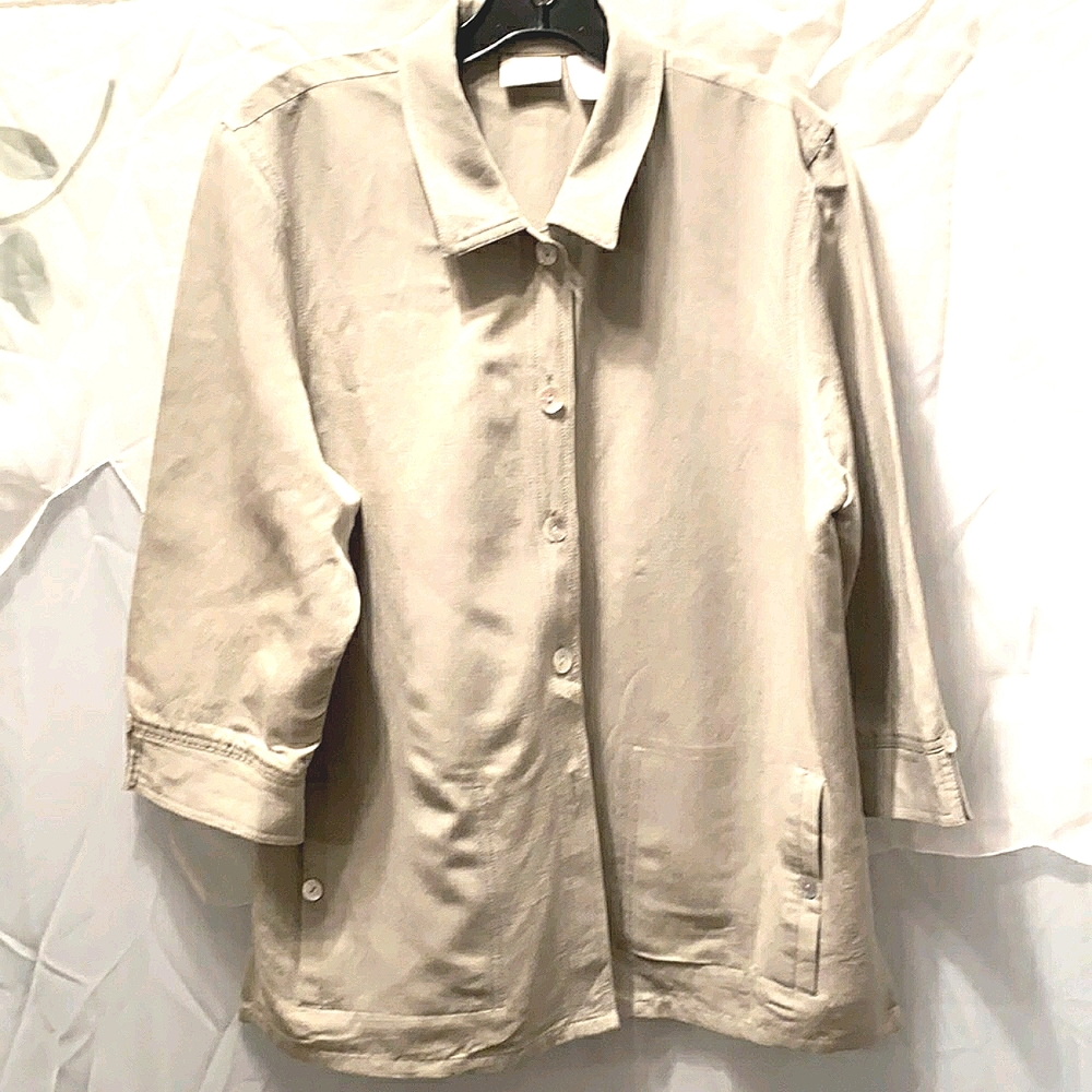 KORET PETITES BEIGE SHIRT JACKET SZ 12